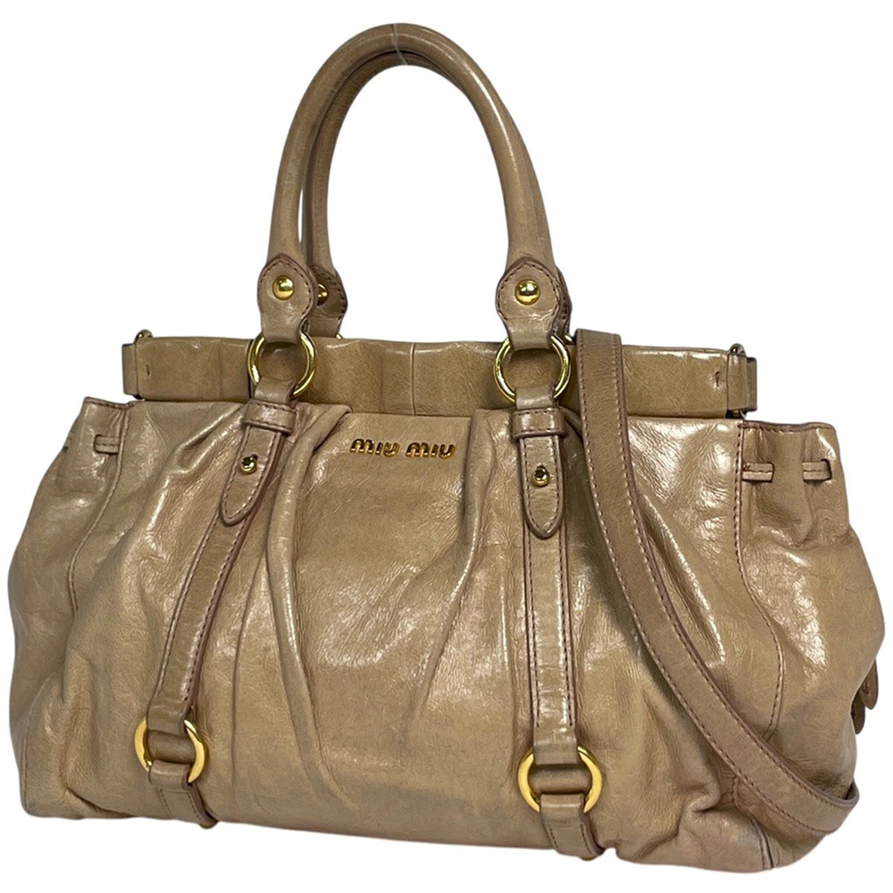Miu Miu Handbag Vitello Lux Leather Beige Cream